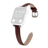 Bamboo Joint with Beads Leather Replacement Strap Watchband For Apple Watch Series 7 45mm / 6 & SE & 5 & 4 44mm / 3 & 2 & 1 42mm (Brown)