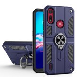 For Motorola Moto E6s (2020) Carbon Fiber Pattern PC + TPU Protective Case with Ring Holder (Sapphire Blue)