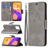 For OPPO Realme 8/Realme 8 Pro Retro Lambskin Texture Pure Color Horizontal Flip PU Leather Case with Holder & Card Slots & Wallet & Lanyard (Grey)