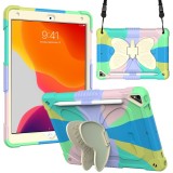 Beige PC + Silicone Anti-drop Protective Case with Butterfly Shape Holder & Pen Slot For iPad 10.2 2021 & 2020 & 2019 / Air 3 10.5 inch (Colorful Green)