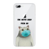 For iPhone 8 Plus / 7 Plus Coloured Drawing Pattern Highly Transparent TPU Protective Case (Mask Cat)