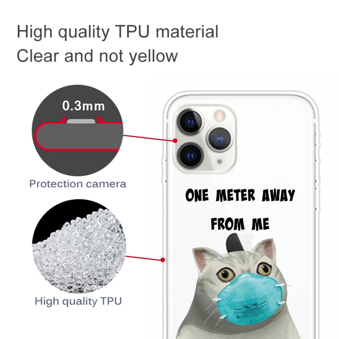 For iPhone 11 Pro Coloured Drawing Pattern Highly Transparent TPU Protective Case (Mask Cat)