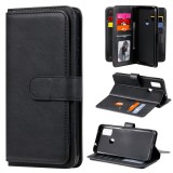 For Samsung Galaxy M51 Multifunctional Magnetic Copper Buckle Horizontal Flip Solid Color Leather Case with 10 Card Slots & Wallet & Holder & Photo Frame (Black)