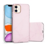 For iPhone 12 / 12 Pro Marble Pattern Electroplating Phnom Penh TPU Phone Protective Case (Pink)
