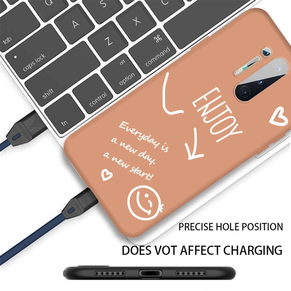 For OnePlus 8 Pro Enjoy Smiley Heart Pattern Shockproof TPU Case (Orange)