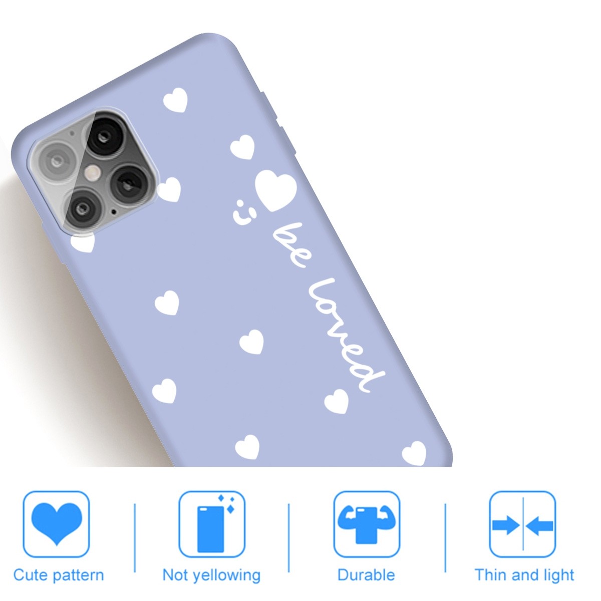 Small Smiley Heart Pattern Shockproof TPU Case For iPhone 12 mini (Light Purple)