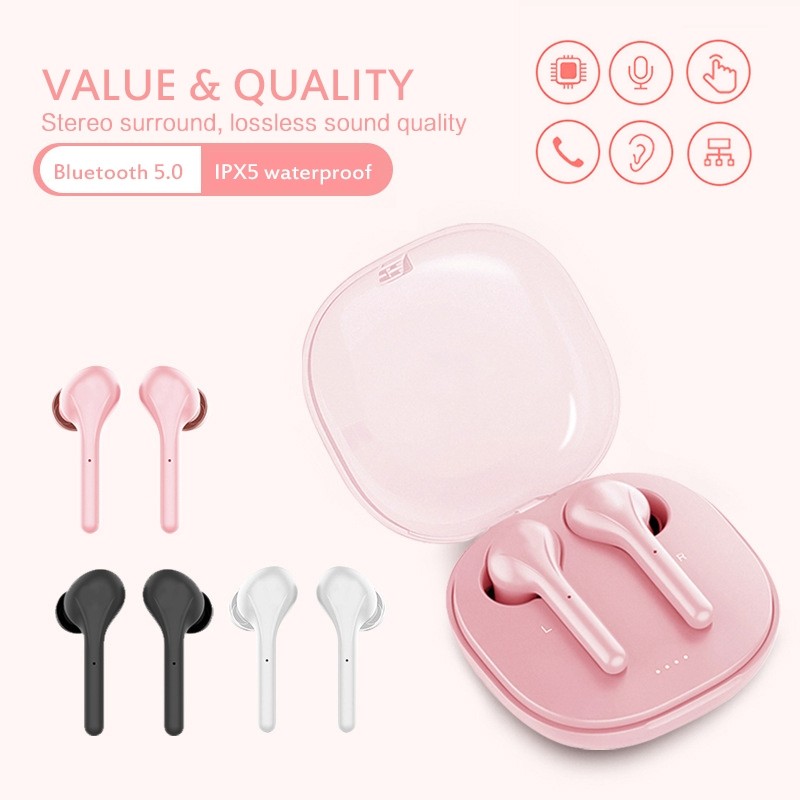 K88 Bluetooth 5.0 TWS Touch Binaural Wireless Stereo Sports Bluetooth Earphone with Charging Box (White)