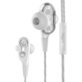 D2 1.2m Wired In Ear 3.5mm Interface Stereo Wire-Controlled HIFI Earphones Dual-motion Loop Running Game Music Headset, Impulse Version of Bare Wire (White)