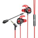 G16 1.2m Wired In Ear 3.5mm Interface Stereo Wire-Controlled + Detachable HIFI Earphones Video Game Mobile Game Headset With Mic (Red)