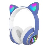 T&G TN-28 3.5mm Bluetooth 5.0 Dual Connection RGB Cat Ear Bass Stereo Noise-cancelling Headphones Support TF Card With Mic (Blue)