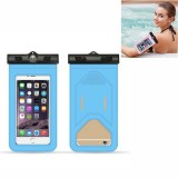 5 PCS Suitable For Mobile Phones Under 6 Inches Mobile Phone Waterproof Bag With Armband And Compass (Light Blue)