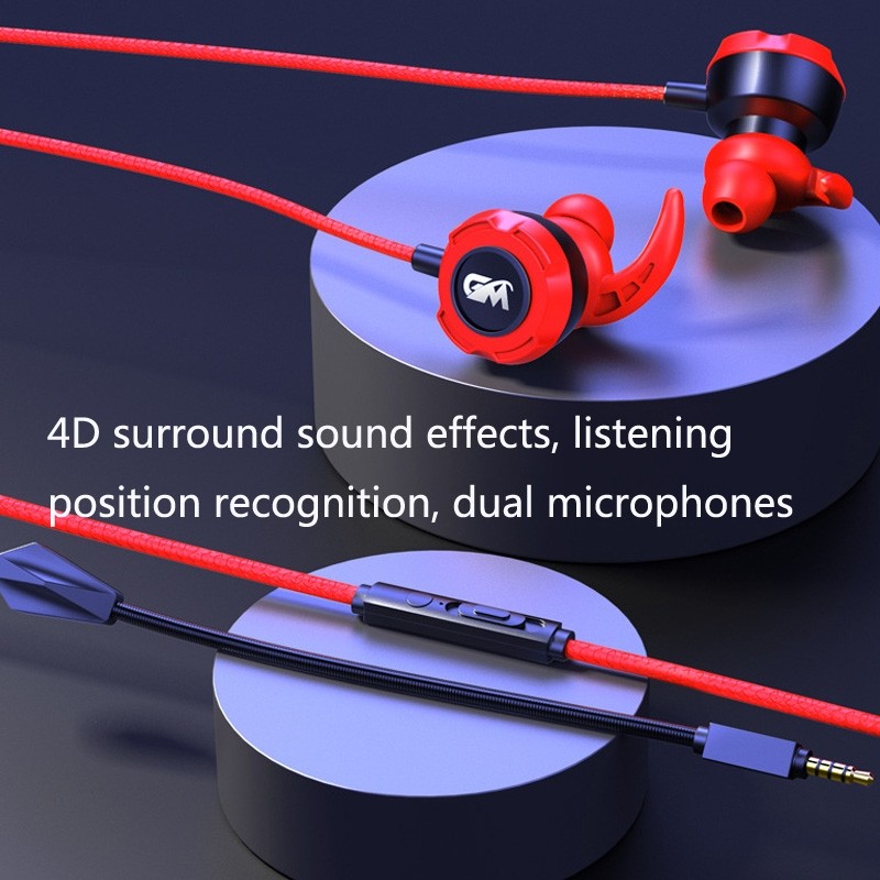 TF-3 3.5mm In-Ear Gaming Earphone Support Wired Control & Daul Mic, Cable Length: 1.2m (Red)