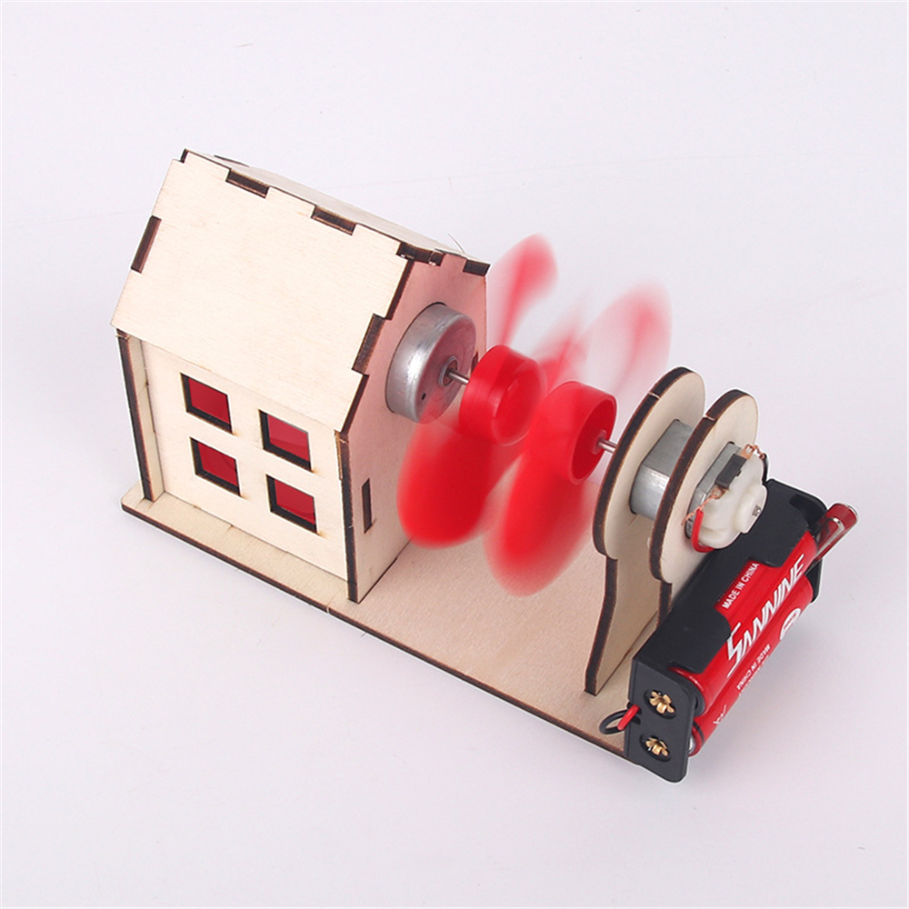 DIY Wooden Wind Powers Station Experiments Science Kit Puzzle Handmade Teaching Assemble Physics Education Circuit Experiments for Children Stem Toys