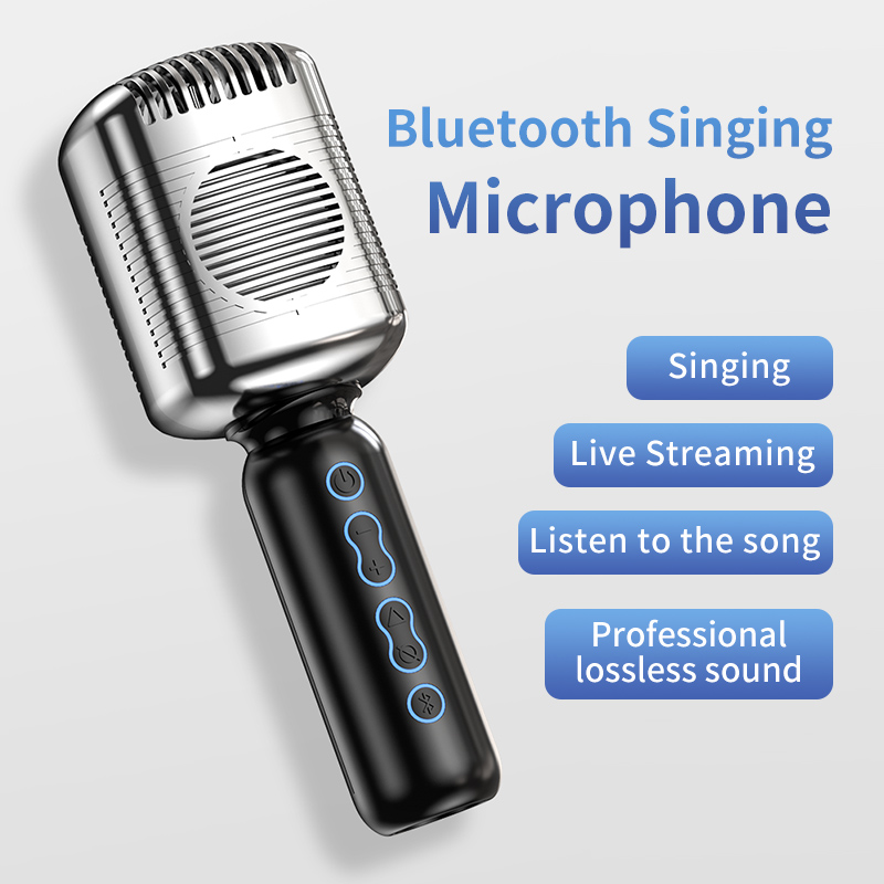 Bakeey KM600 Wireless Retro bluetooth Microphone Handheld Karaoke Mic Speaker Music Player Singing Dynamic Cardioid Classic Microphone