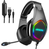 ERXUNG J20 Gaming Headset 50mm Driver Unit 3D Stereo Sound RGB Light Noise Reduction Mic 3.5mm USB Port for PS4 PC Xbox One Switch Smartphone