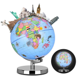 DIPPER G902 9 inch AR Globe Realistic 3D Scenes with Night Light AR App Experience 10 Sections Educational Content Educational World Geography Globe For Kids Christmas Gift with Bilingual Switch Between Spanish and English