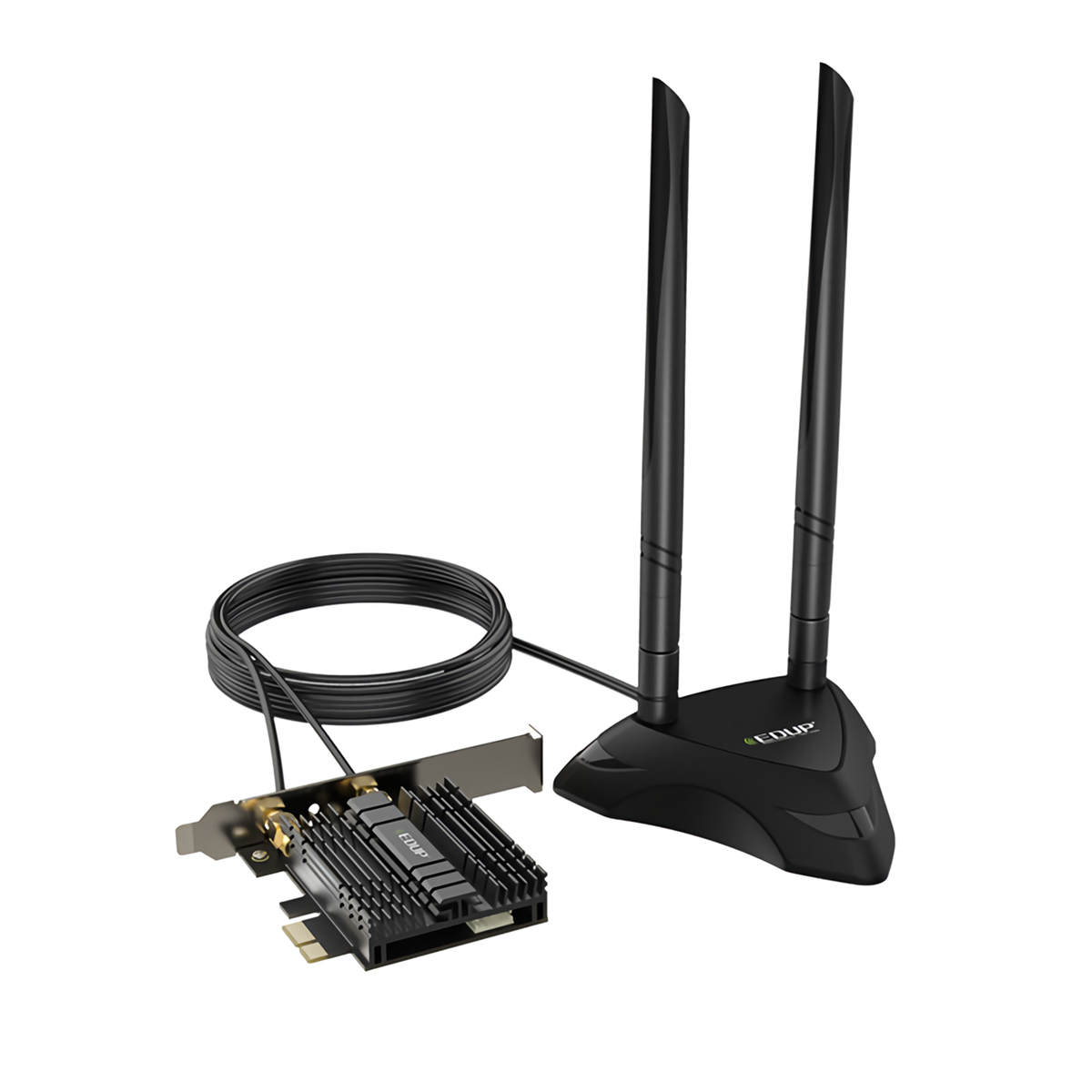 EDUP EP-9636GS PRO PCIe WiFi 6 Card 3000Mbps 802.11AX Dual Band Wireless bluetooth 5.1 Adapter with Magnetic Antenna Base MU-MIMO OFDMA Advanced Heat Sink for Desktop PC Windows 10 64bit