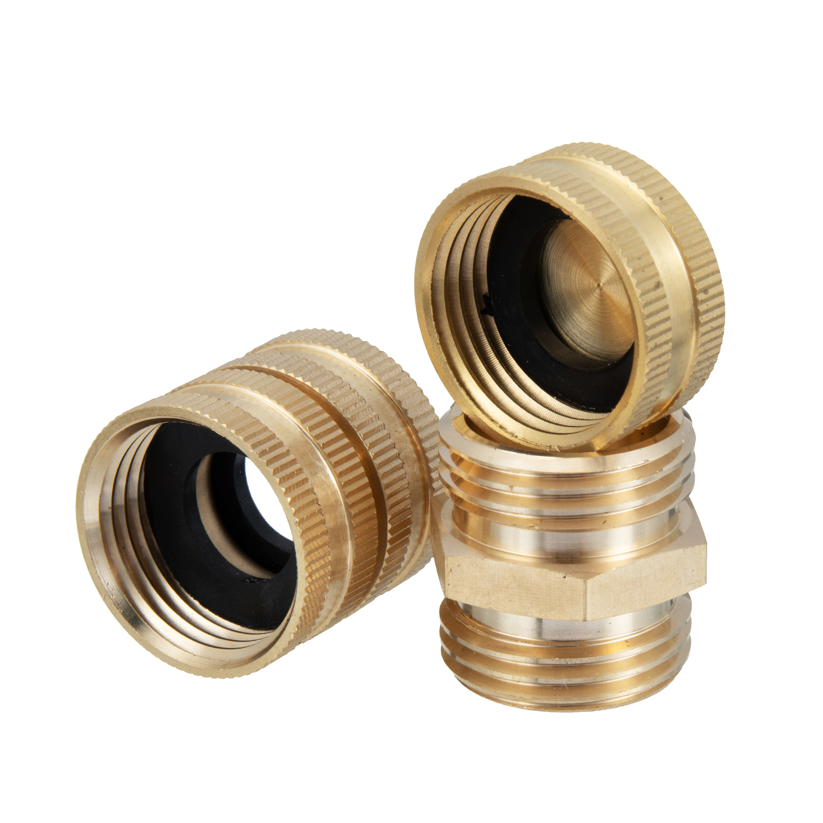 MATCC Garden Hose Adapter Hose End Caps 3/4 Inch GHT Brass Hose Connector Male to Male Female to Female Fittings 2 Kits 4 Pack Garden Hose Caps