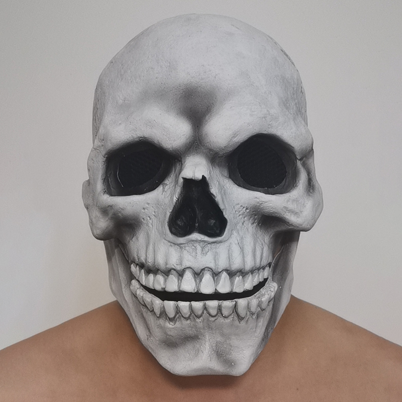 Halloween Mask Demon Skull Headgear Mask Zombie Ghost Skeleton Headgear Skull Head Jaw Movable Light Mask