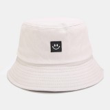 Unisex Smile Pattern Patch Wide Brim Sun Hat All-match Outdoor Casual Sunshade Bucket Hat