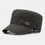 Men Short Brim Iron Shield Lable Design Adjustable Army Cap Cadet Hat Summer Sunshade Breathable Military Cap Flat Top Cap