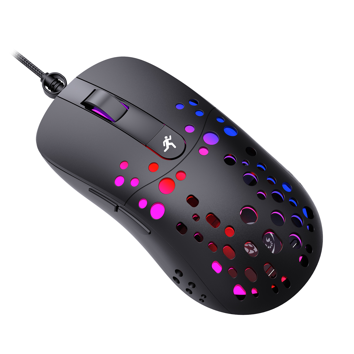 HXSJ A904 Wired Gaming Mouse Honeycomb Hollow 8000DPI A199 Chip Ergonomic RGB Backlit Gaming Mouse for Desktop Computer Laptop PC