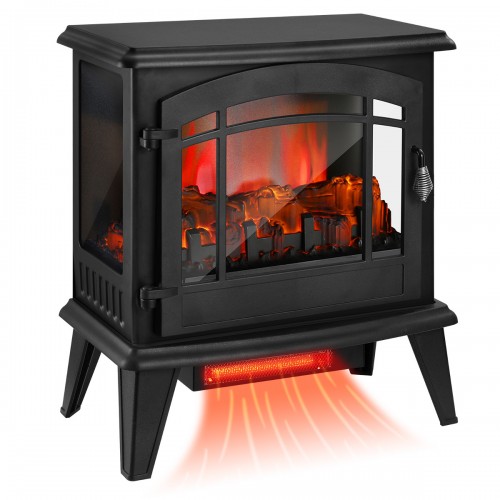 KINGSO 1400W Electric Fireplace Stove 3D Realistic Flame Remote Control Freestanding Fireplace Heater Indoor Electric Stove Heater