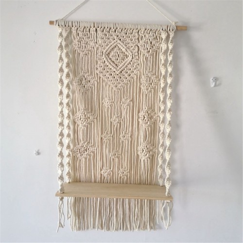 Wall Hanging Rack Macrame Knitted Rope Woven Tassel Wall Hanging Handmade Tapestry Display Stand Home Office Decor