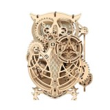 DIY 3D Wooden Owl Clock Building Block Kits Assembly Puzzle Toy Gift Assembly Model Blocks Fashion Ornament for Kids and Adults