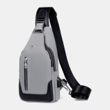 Men Oxford Waterproof Wear-resisting Multifunction Chest Bag USB Charging Multi-pocket Crossbody Shoulder Bag