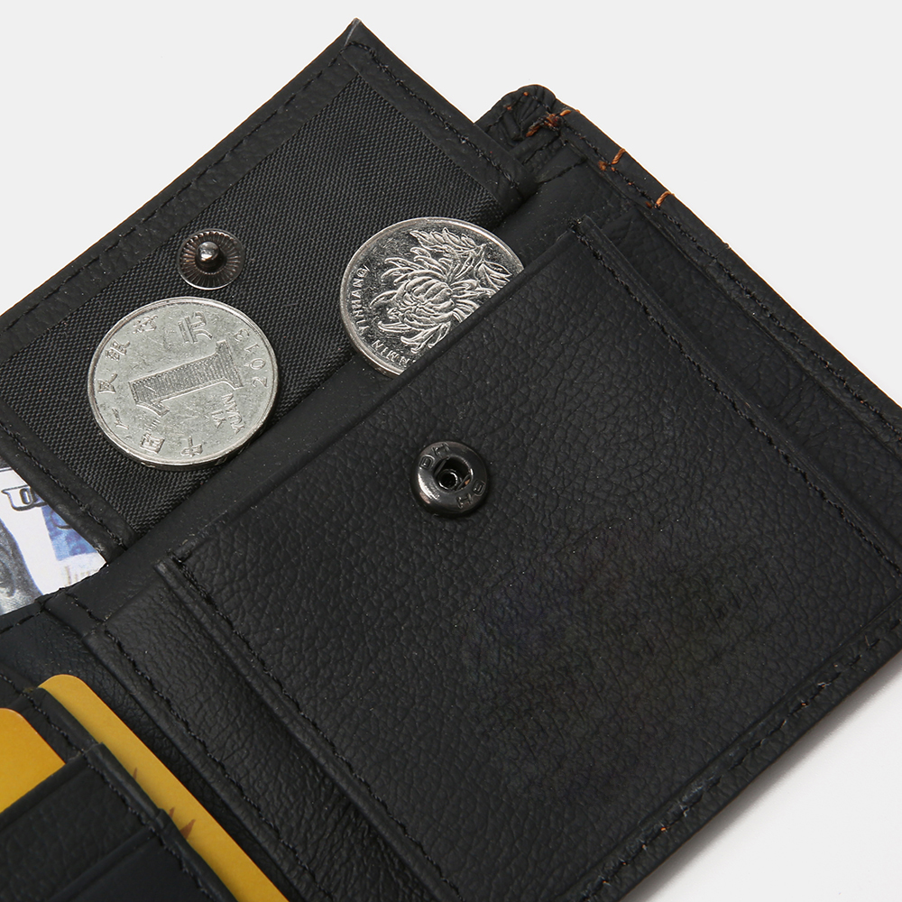 Ekphero Men Retro Bifold Short Stitched Wallet Multi-card Slot Card Case Money Clip Coin Purse Wallet