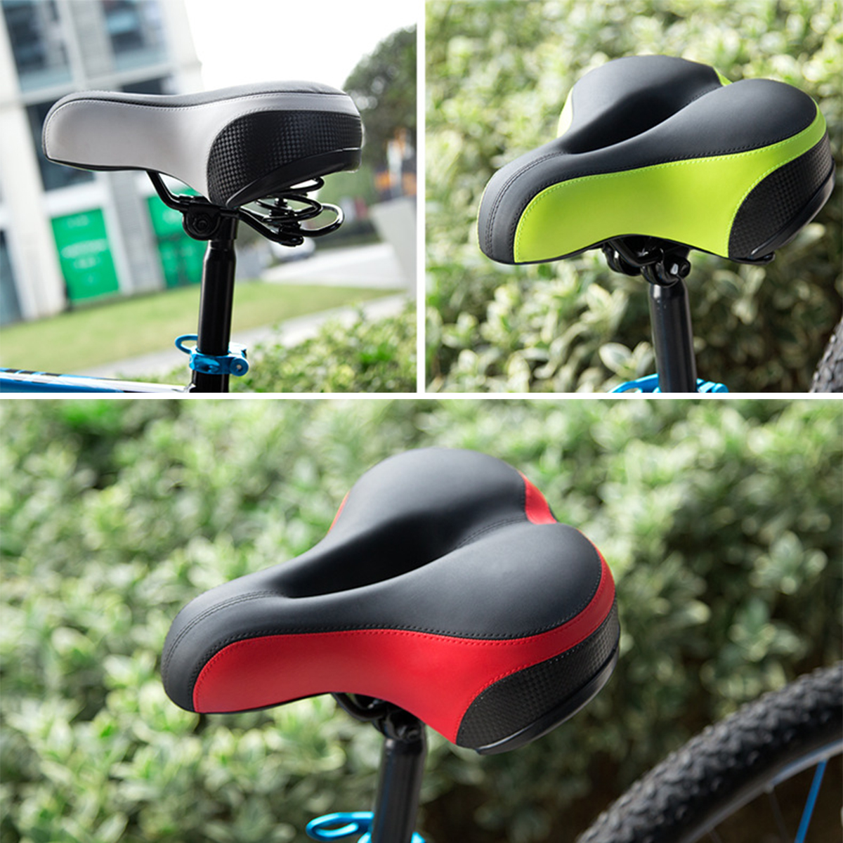 Soft Wide Bike Saddle Bicycle Seat Cushion With Taillight For MTB Road Seats New 