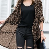 Long Sleeve Thin Light Chiffon Leopard Leisure Cardigan For Women