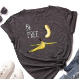 Women Funny Banana Letter Print Round Neck Casual Short Sleeve T-Shirts