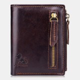 Men Bifold Leather Wallets Hasp Short Large Capacity Coin Purse Card Holder Cowhide Wallets