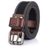 AWMN Thicker Double Pin Buckle Canvas Belt Adjustable Wear Resistant Tactical Belt For Outdoor