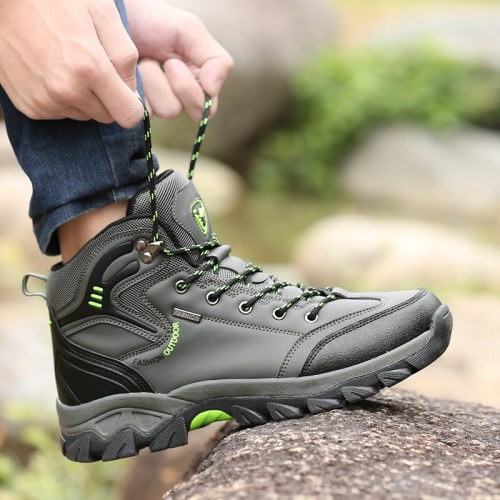 Men Leather Breathable Soft Sole Non Slip Comfy Outdoor Sports Casual Hiking Shoes