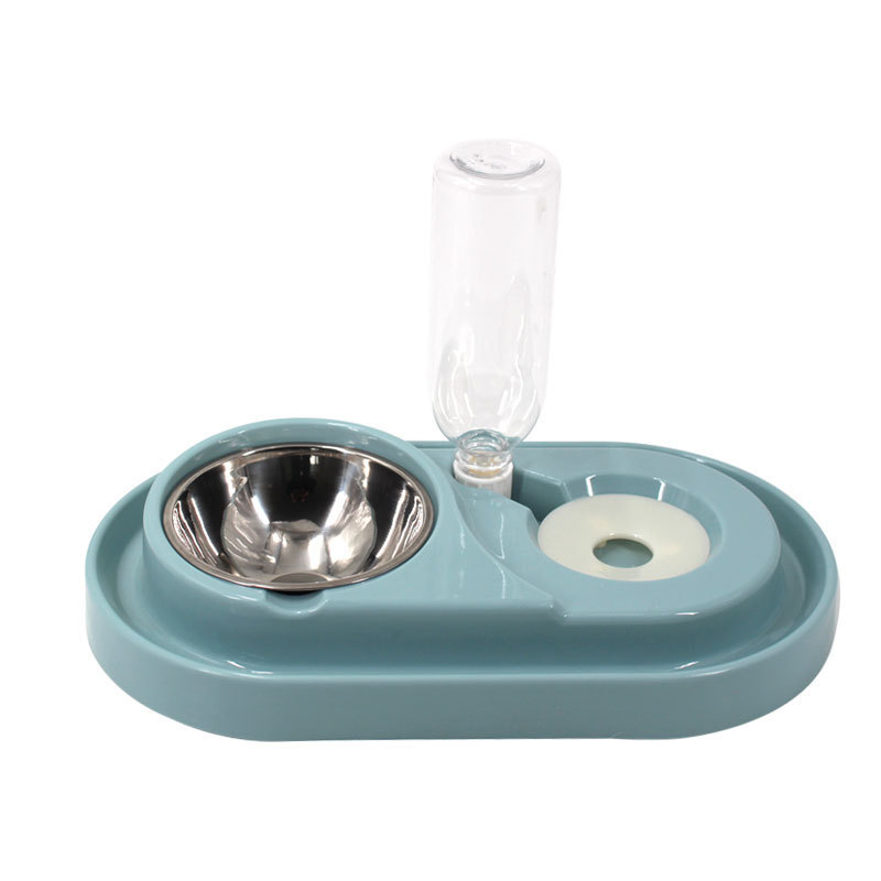 Pet Bowl Automatic Feeder Double Bowl Pet Water Dispenser Multifunctional Pet Feeder with Water Bottle