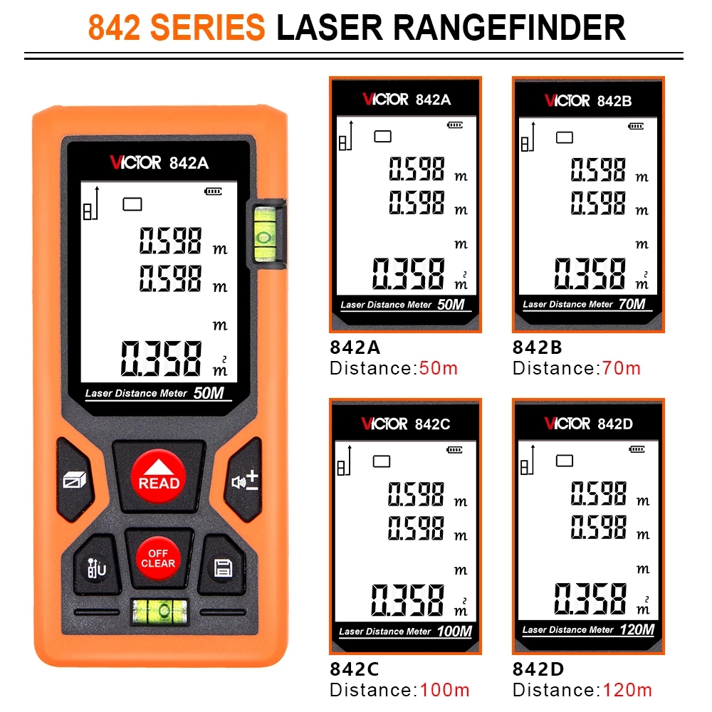Victor VC842 50m 70m 100m 120m Infrared Laser Range Finder Trena Laser Digital Tape Rangefinder Measure Ruler Tool