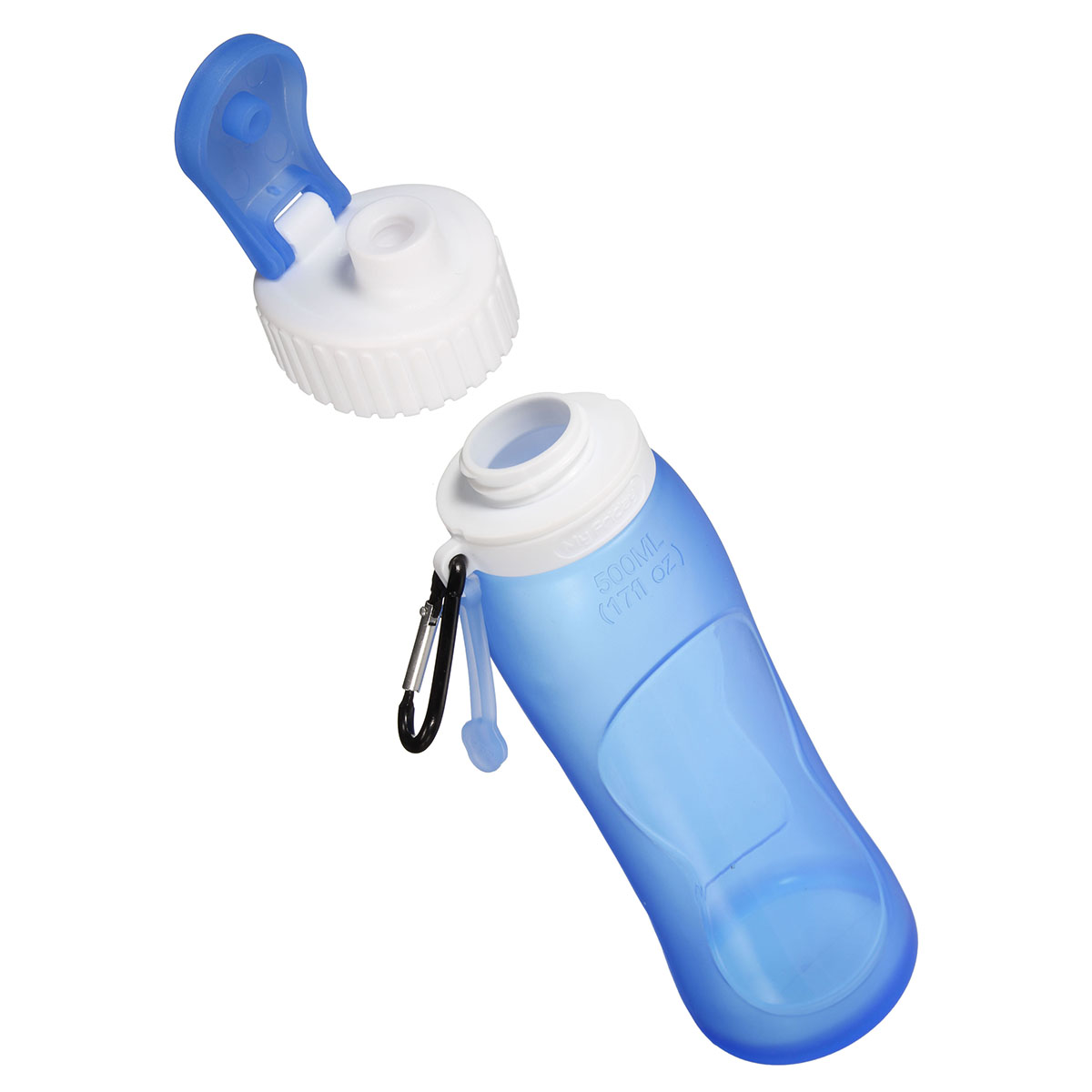 500ML Foldable Water Bottle Silicone BPA Free Kettle Drinking Bottle Outdoor Travel Running Hiking Cycling
