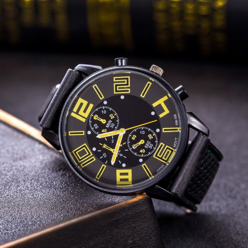 Fashion Casual Leather Men Business Watch Decorated Pointer Quartz Watch