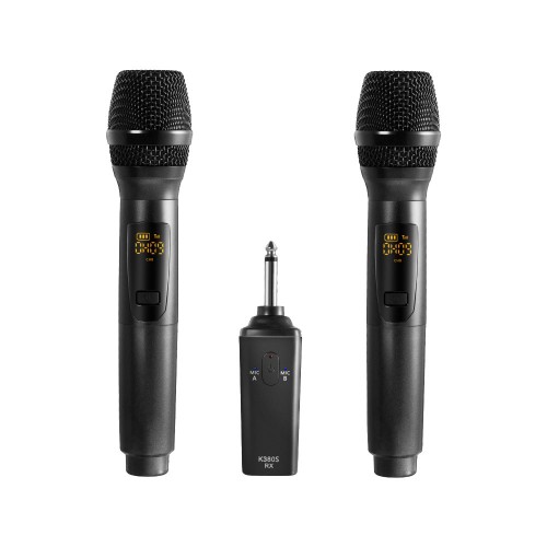 Gitafish K380S Portable 10-Channel Rechargeable Wireless Microphones UHF Mics with Receiver Working Distance 50 Feet