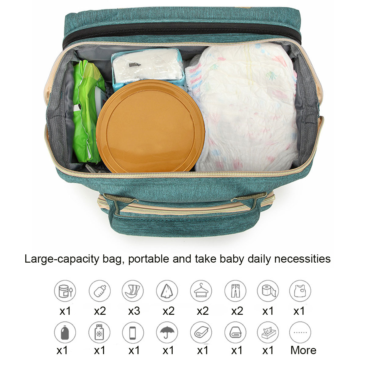 Multifunctional 2-IN-1 Large Capacity Folding Travel Baby Infant Crib Diaper Macbook Storage Mummy Bag Backpack
