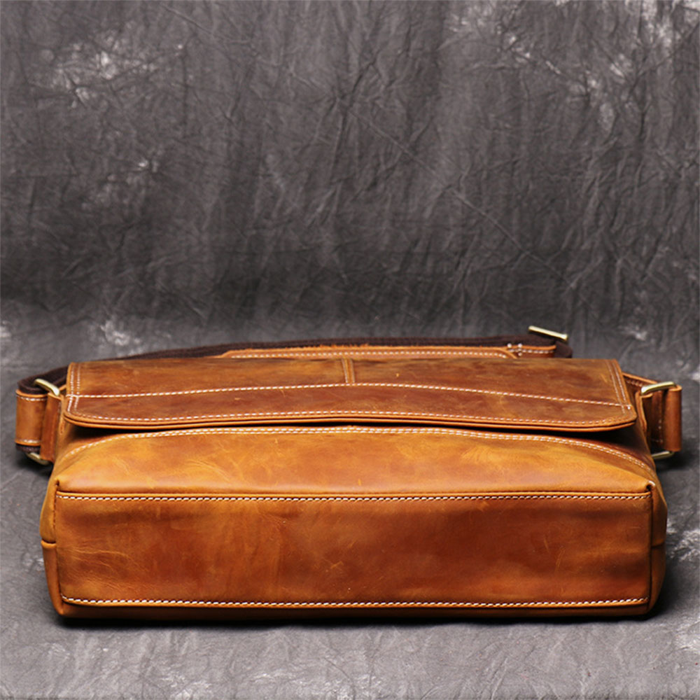 Ekphero Men Multi-compartment Adjustable Shoulder Strap Messenger Bag Vintage Large Capacity Crossbody Shoulder Bag