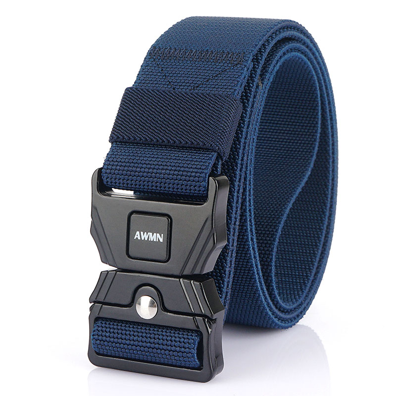 ZNALURE 3.8cm 125cm Nylon Zinc Alloy Buckle Outdoor Stretch Tactical Belt Adjustable Dual Card Slots