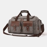 Men Canvas Multi-Carry Buckle Decor Large Capacity Multi-pocket Travel Outdoor Luggage Handbag Crossbody Bag