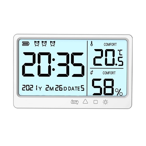 Multifunctional Temperature and Humidity Meter High Precision Thermo-Hygrometer with LCD Screen Backlight