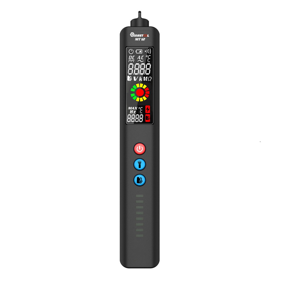 MUSTOOL MT12 Digital Multimeter + Thermometer + Voltage Detector 3 In 1 Ture-RMS Color LCD 3-Result Display -20C~380C Non-contact Temperature Measurement Non-contact Voltage Detector