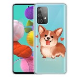 For Samsung Galaxy A52 5G / 4G Colored Drawing Pattern Highly Transparent TPU Protective Case (Love Corgi)