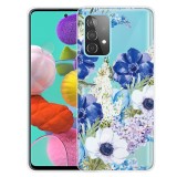 For Samsung Galaxy A72 5G / 4G Colored Drawing Pattern Highly Transparent TPU Protective Case (Blue and White Roses)